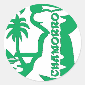 Chief holding a latte stone. Guam seal. Classic Round Sticker