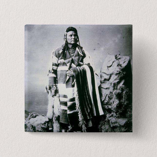 Chief Joseph (1840-1904) c.1880 (b/w photo) Pinback Button (Front)