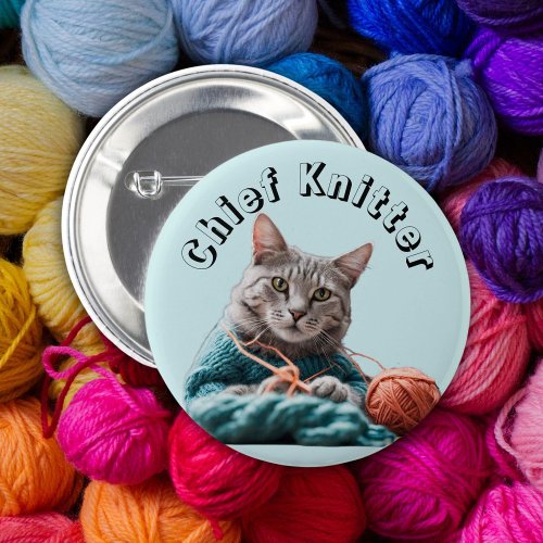 Chief knitter knitting cat wool sewing button