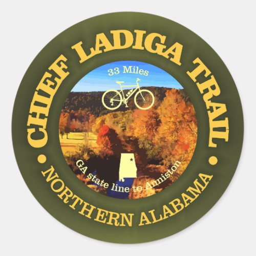 Chief Ladiga Trail cycling c Classic Round Sticker