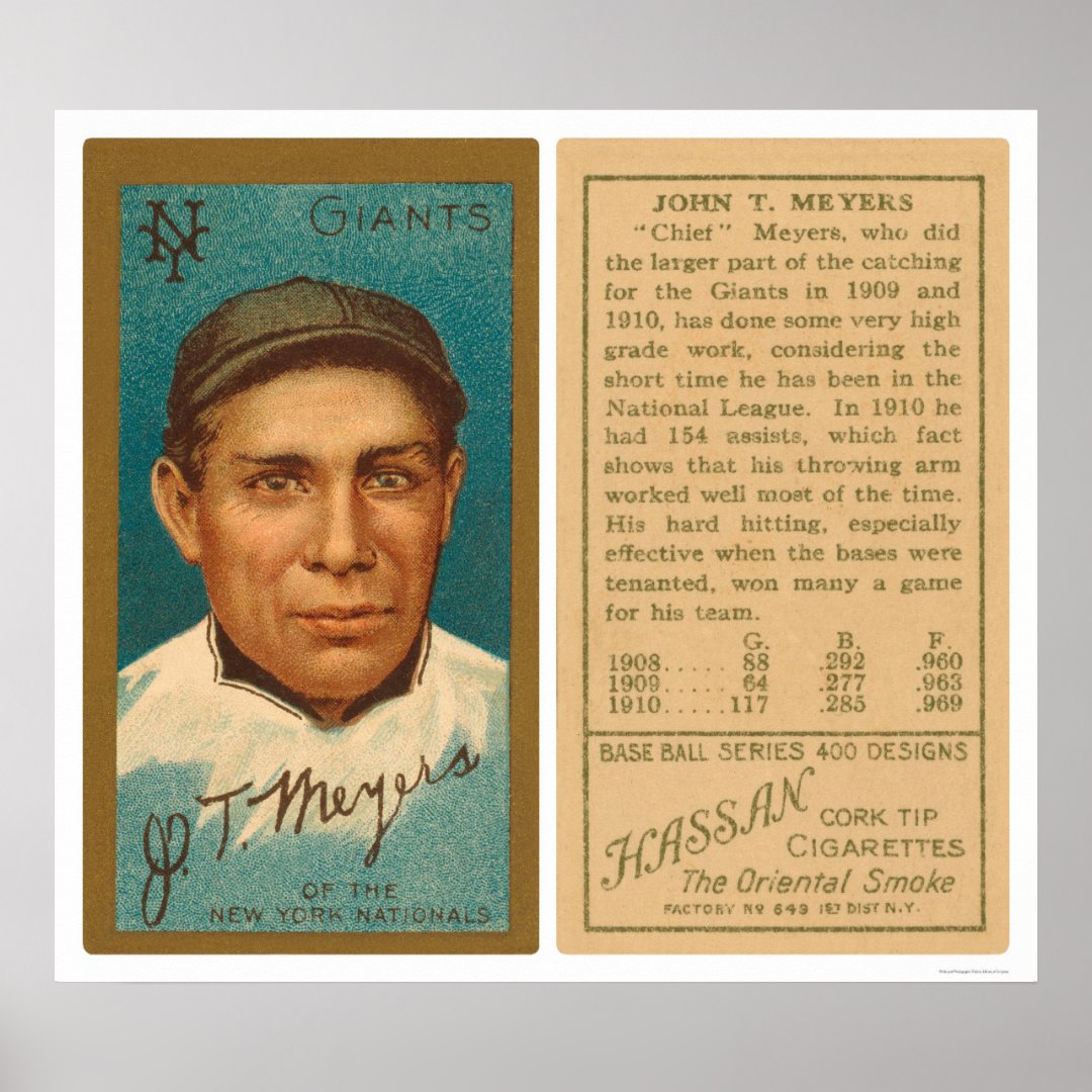 Chief Meyers Giants Baseball 1911 Poster | Zazzle