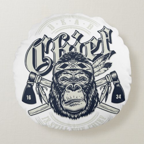 Chief Monkey Master Round Pillow