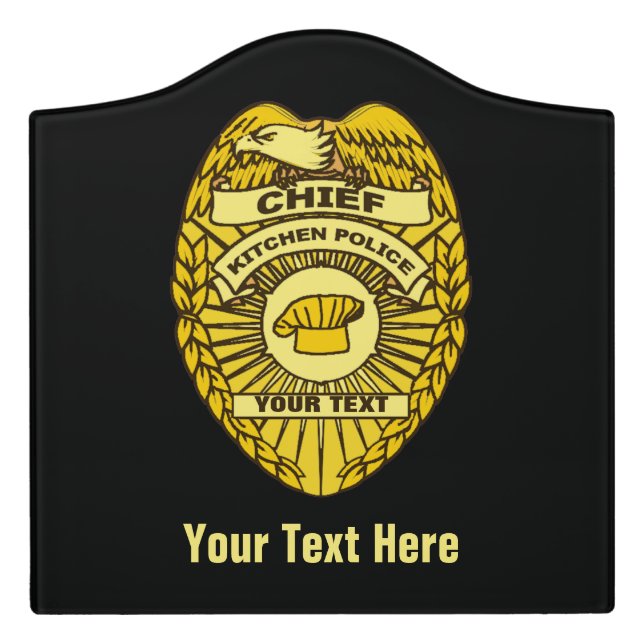 Chief Of Kitchen Police Badge Door Sign (Large Crest Front)
