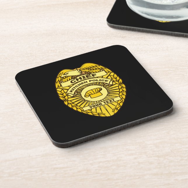 Chief Of Kitchen Police Badge Drink Coaster (Left Side)