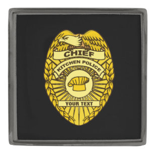 Chief Of Kitchen Police Badge Gunmetal Finish Lapel Pin