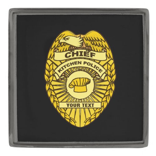 Chief Of Kitchen Police Badge Gunmetal Finish Lapel Pin