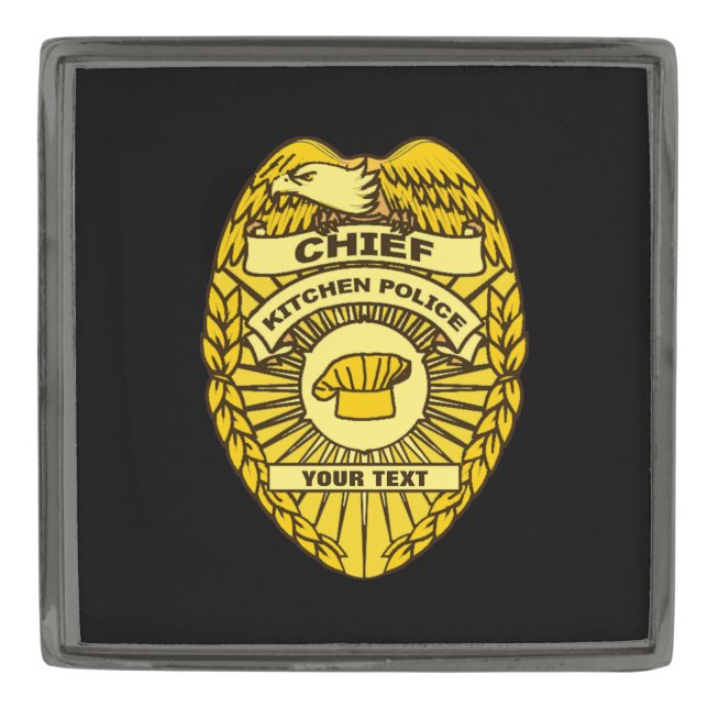 Chief Of Kitchen Police Badge Gunmetal Finish Lapel Pin (Front)