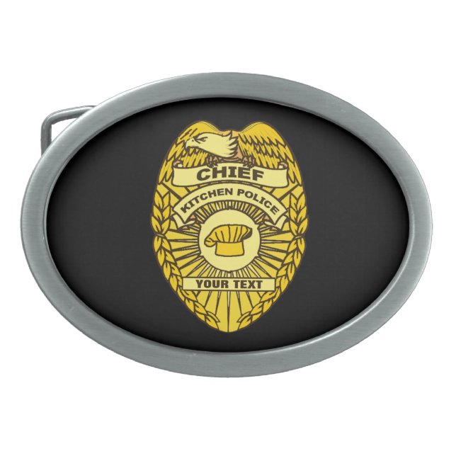 Chief Of Kitchen Police Badge Oval Belt Buckle (Front)