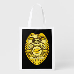 Chief Of Kitchen Police Badge Reusable Grocery Bag