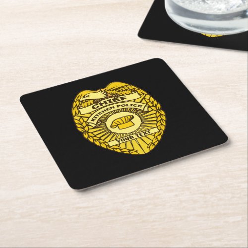 Chief Of Kitchen Police Badge Square Paper Coaster