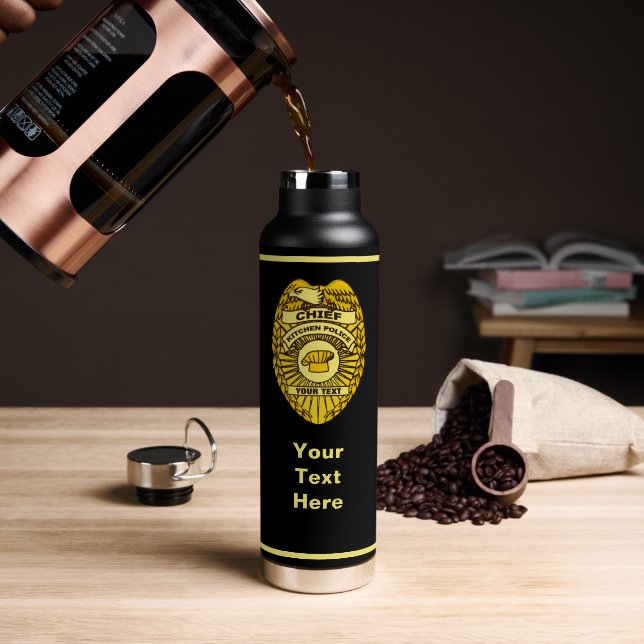 Chief Of Kitchen Police Badge Water Bottle (Coffee (Rotated))