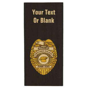 Chief Of Kitchen Police Badge Wood Flash Drive