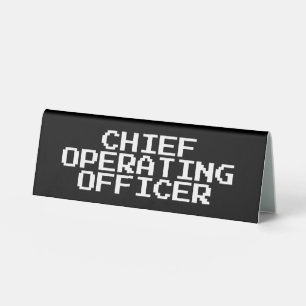 Chief Operating Officer Black Retro Pixel Table Tent