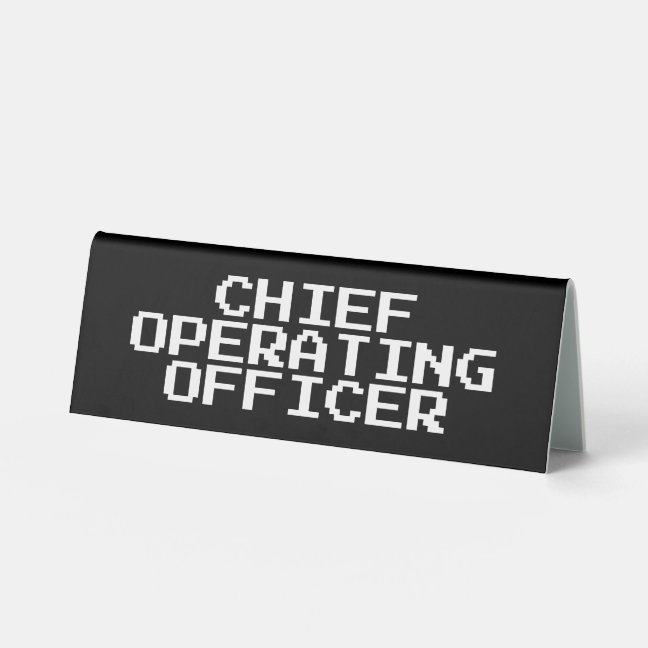 Chief Operating Officer Black Retro Pixel Table Tent