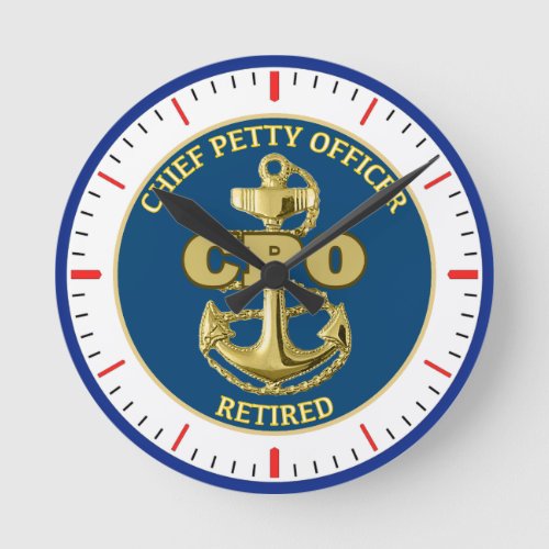 CHIEF PETTY OFFICER RETIRED ROUND CLOCK