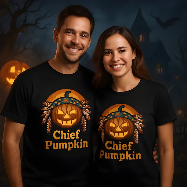 Chief Pumpkin Halloween Pumpkin Indian Head Dress  T-Shirt (Creator Uploaded)