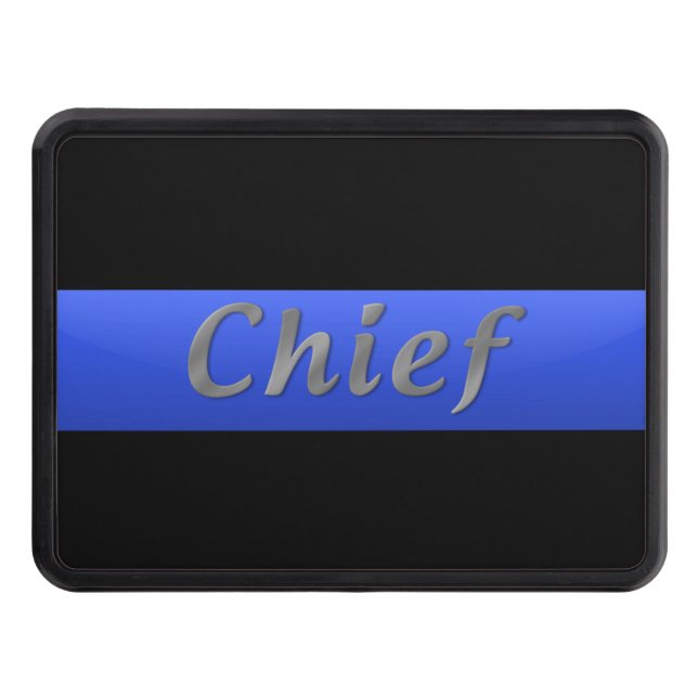 Chief Rank - Thin Blue Line Hitch Cover (Front)