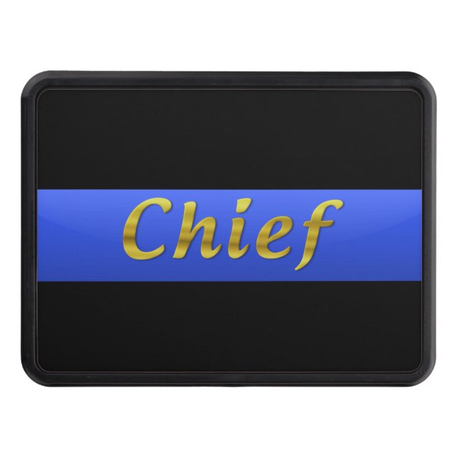 Chief Rank - Thin Blue Line Hitch Cover (Front)