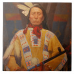 Chief Red Cloud Ceramic Tile<br><div class="desc">This beautiful Ceramic Tile with a portrait of a Native American Indian Chief is masterfully rendered by artist Frank Ordaz. The strong, valiant spirit conveyed in his expression portrays great pride and strength. Can be used as a Trivet on your dinner table or as a decorative tile; it is a...</div>