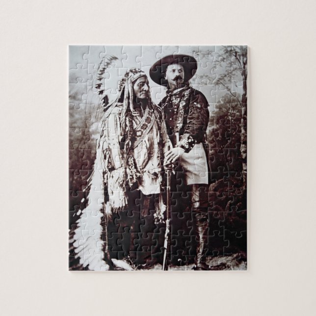 Chief Sitting Bull (1831-90) on tour with Buffalo Jigsaw Puzzle (Vertical)