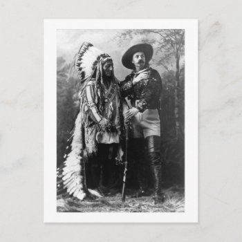 Chief Sitting Bull And Buffalo Bill 1895 Vintage Postcard by scenesfromthepast at Zazzle