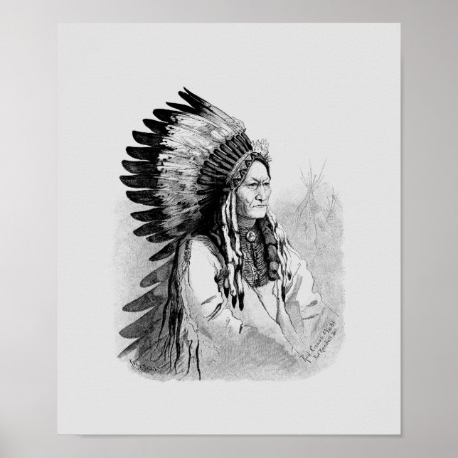 Chief Sitting Bull Engraved Portrait Poster (Front)