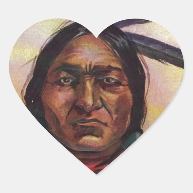 Chief Sitting Bull Heart Sticker (Front)