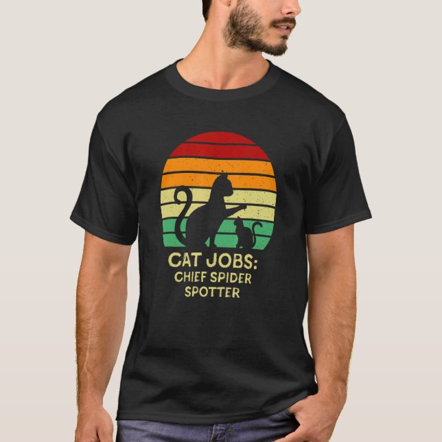 Chief Spider Spotter   Cat   Humor Kitten Cat Mom T-Shirt (Front)