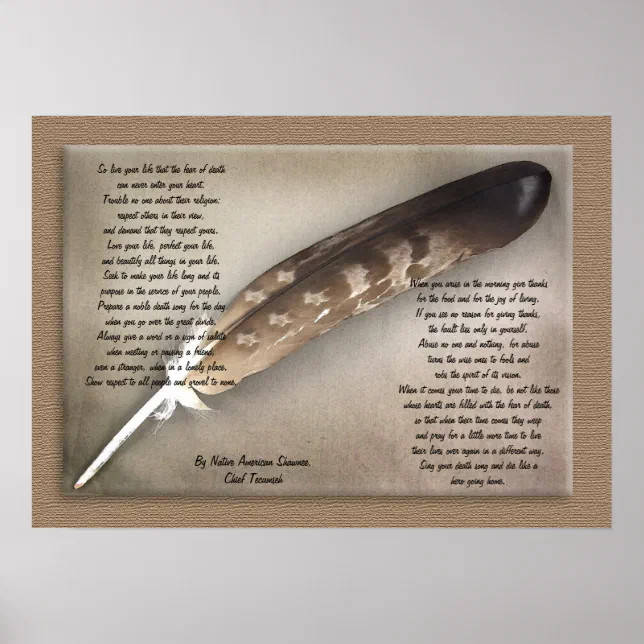 thumbnail image 2 of Chief Tecumseh 'Live Your Life' Poster – Framed Wall Art, Bible Verse Style, USA Made 2 of 3