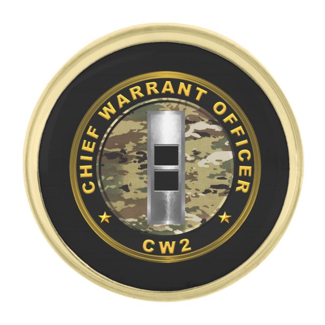 CHIEF WARRANT OFFICE CW2 GOLD FINISH LAPEL PIN (Front)
