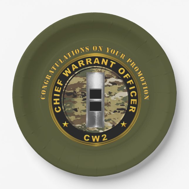 Chief Warrant Officer 2 (CW2)  Promotion Paper Plates (Front)