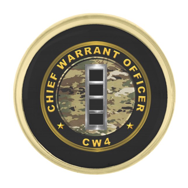 CHIEF WARRANT OFFICER 4 - CW4 GOLD FINISH LAPEL PIN (Front)