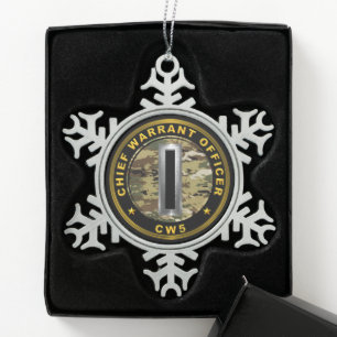 Chief Warrant Officer 5 CW5 Snowflake Pewter Christmas Ornament