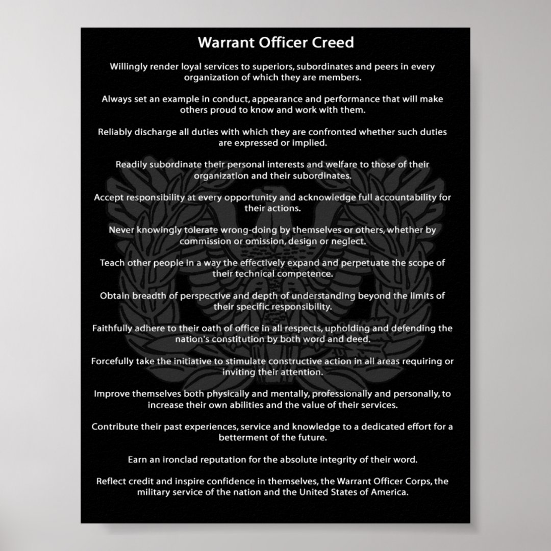 Chief Warrant Officer Creed Poster Zazzle