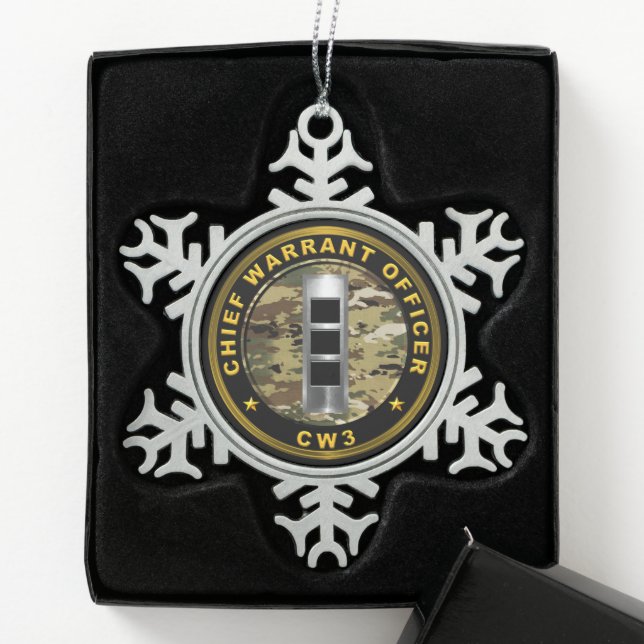 Chief Warrant Officer Three CW3  Snowflake Pewter Christmas Ornament (Box)