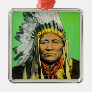 Chief Washakie Portrait Metal Ornament