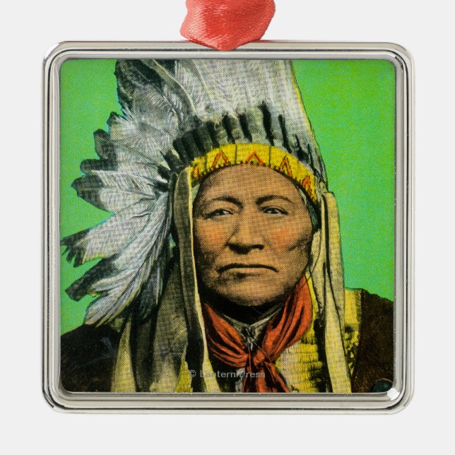Chief Washakie Portrait Metal Ornament (Front)