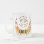 Chief's Flames Frosted Glass Coffee Mug (Left)