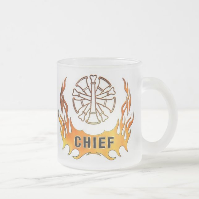 Chief's Flames Frosted Glass Coffee Mug (Right)