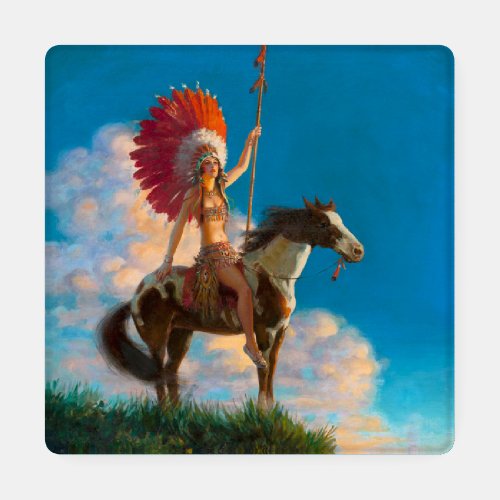 Chieftess Female Native American Indian Chief Coaster Set