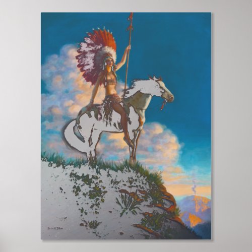 Chieftess Female Native American Indian Chief Foil Prints