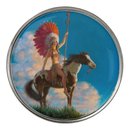 Chieftess Female Native American Indian Chief Golf Ball Marker