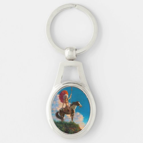 Chieftess Female Native American Indian Chief Keychain