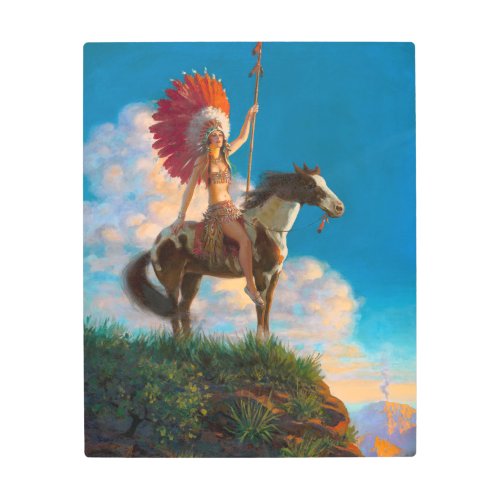 Chieftess Female Native American Indian Chief Metal Print