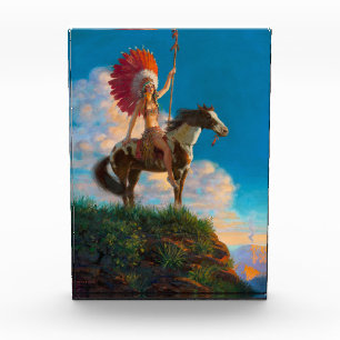 Chieftess Female Native American Indian Chief Photo Block