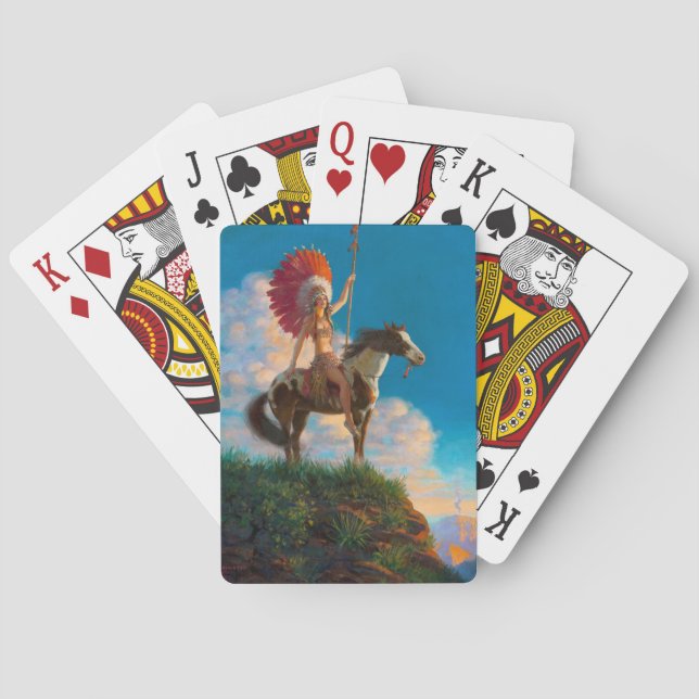 Chieftess Female Native American Indian Chief Poker Cards (Back)