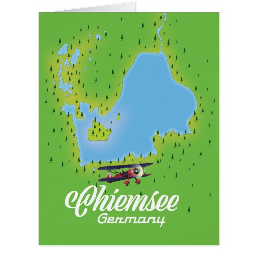 chiemsee Germany lake map Cards (Front)