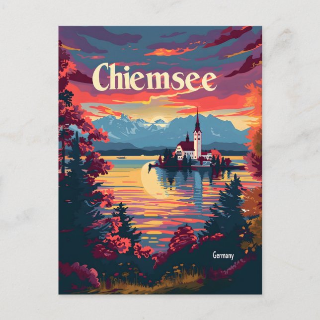 Chiemsee Germany vintage art Postcard (Front)