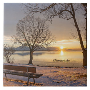Chiemsee Lake, sunset, Ceramic Tile