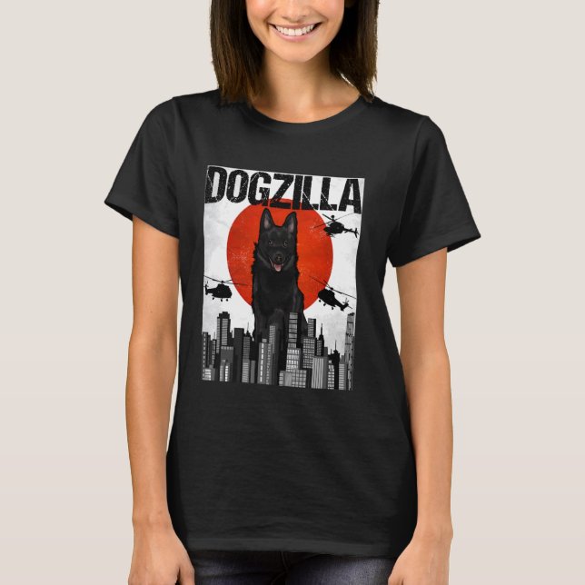 Chienzilla Dogzilla Japanese Schipperke T-Shirt (Front)